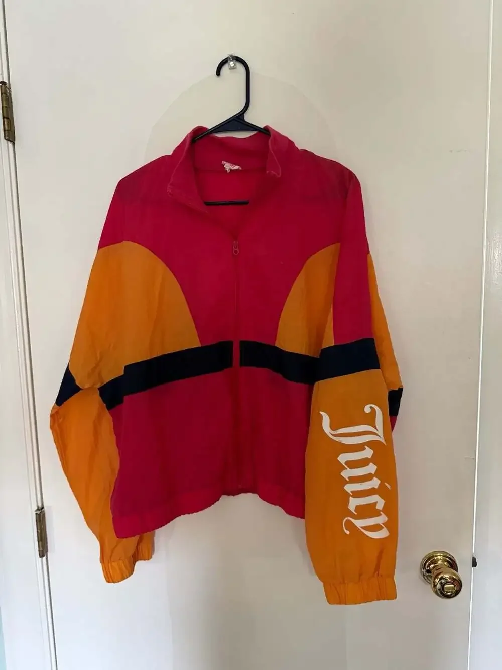 Juicy Couture Vintage Colorblock Windbreaker Zip Up Jacket Pink Orange
